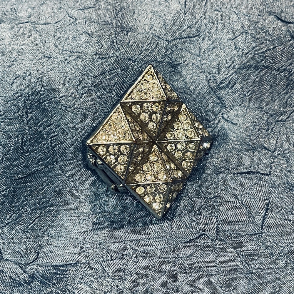 Geometric Silver Crystal Ring